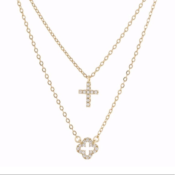 Cross clover double necklace - Picture 1 of 2